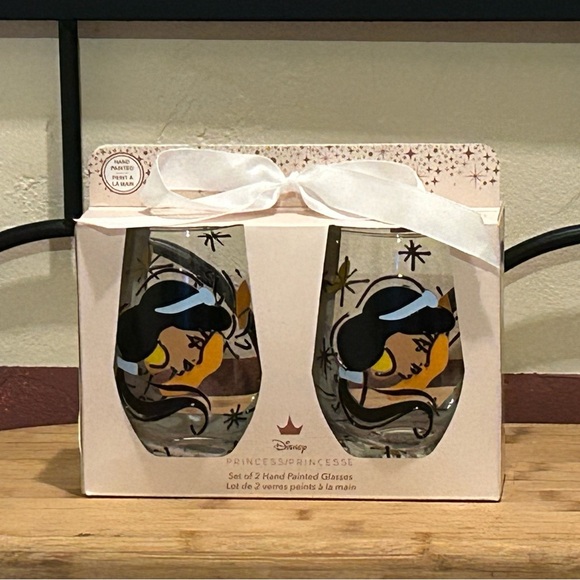Magenta Other - 2 Disney Princess Jasmine Hand Painted Glass Tumblers by Magenta NWTS